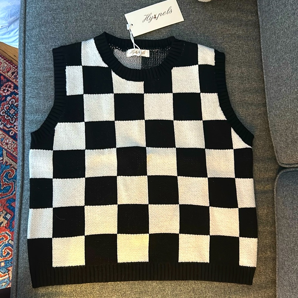 Black & white checkered vest